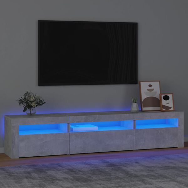vidaXL TV omarica z LED lučkami betonsko siva 195x35x40 cm
