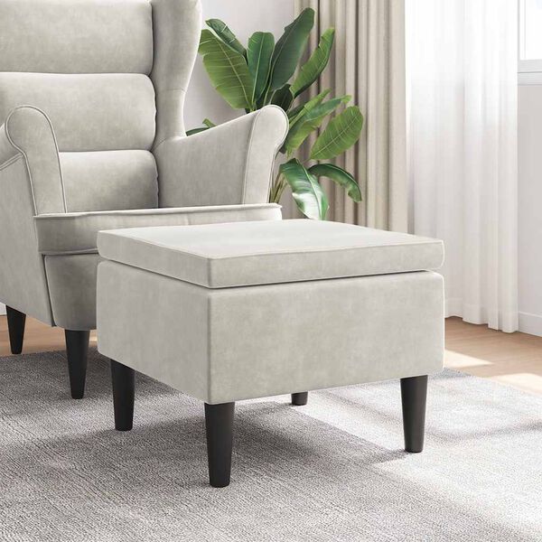 vidaXL Stolček z lesenimi nogami krem žamet