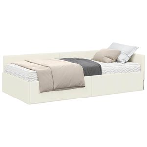 vidaXL Kotni okvir postelje z matrico 2 kos krema 80 x 200 cm Žamet