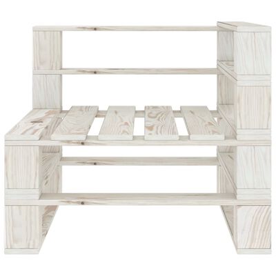 vidaXL Vrtni kavč iz palet bel štirised lesen