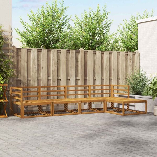 vidaXL Zunanja garnitura za sedenje z blazino 5 pcs Naravna in smetana