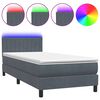 vidaXL Box spring postelja z vzmetnico LED temno siva 100x210 cm žamet
