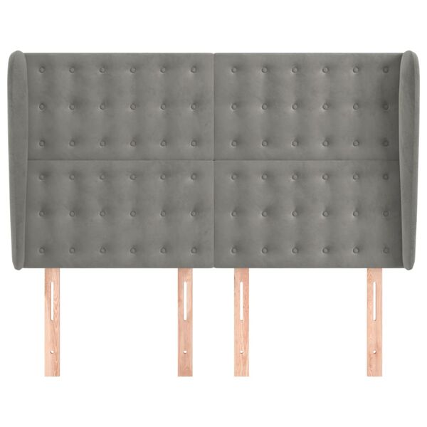 vidaXL Vzglavje z u&scaron;esi svetlo sivo 147x23x118/128 cm žamet