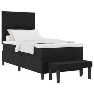 vidaXL Postelja z vzmetnico z vzglavjem Črna 100 x 200 cm blago