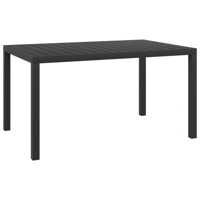 vidaXL Vrtna miza črna 150x90x74 cm aluminij in WPC