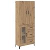 vidaXL Visok predalnik Umetni hrast 69,5 x 34 x 180 cm Konstruiran les