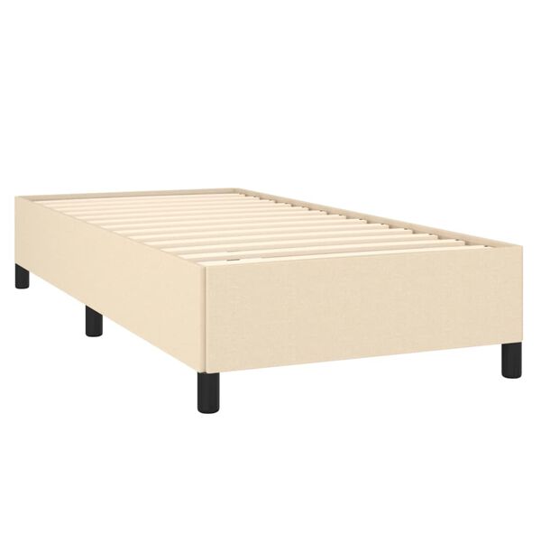 vidaXL Box spring postelja z vzmetnico krem 100x200 cm blago