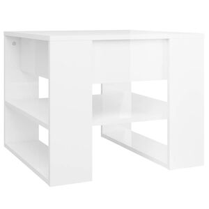 vidaXL Klubska mizica visok sijaj bela 55,5x55x45 cm konstruiran les