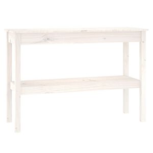 vidaXL Konzolna mizica bela 110x40x75 cm trdna borovina