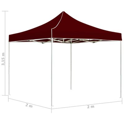 vidaXL Profesionalen zložljiv vrtni šotor aluminij 2x2 m bordo