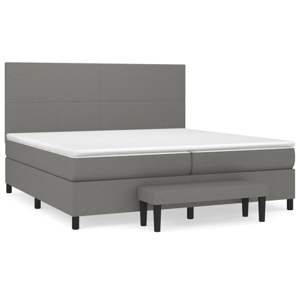 vidaXL Box spring postelja z vzmetnico temno siva 200x200 cm blago