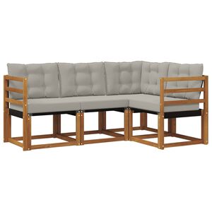 vidaXL Zunanja garnitura za sedenje 4 pcs Naravna in svetlo siva