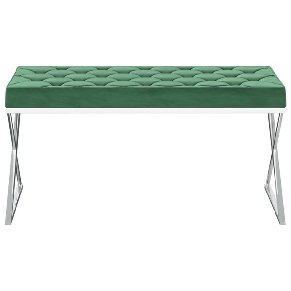 vidaXL Klop 97 cm temno zelen žamet in nerjaveče jeklo