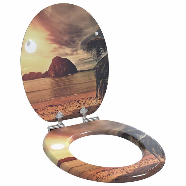 vidaXL Toaletni pokrov s tiho zaporo Oranžna 44 x 38 cm MDF plo&scaron;ča