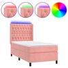 vidaXL Box spring postelja z vzmetnico LED roza 80x200 cm žamet