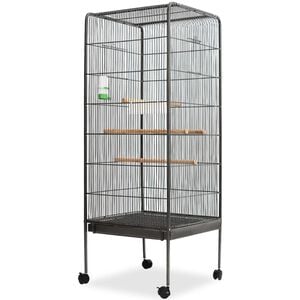 vidaXL Ptičja kletka črna 54x54x146 cm jeklo