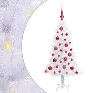 vidaXL Umestno božično drevo med 150 LED Bela 120 cm PVC in jeklo