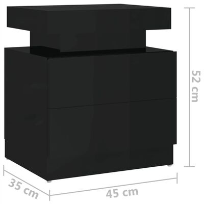 vidaXL Nočna omarica visok sijaj črna 45x35x52 cm iverna plošča