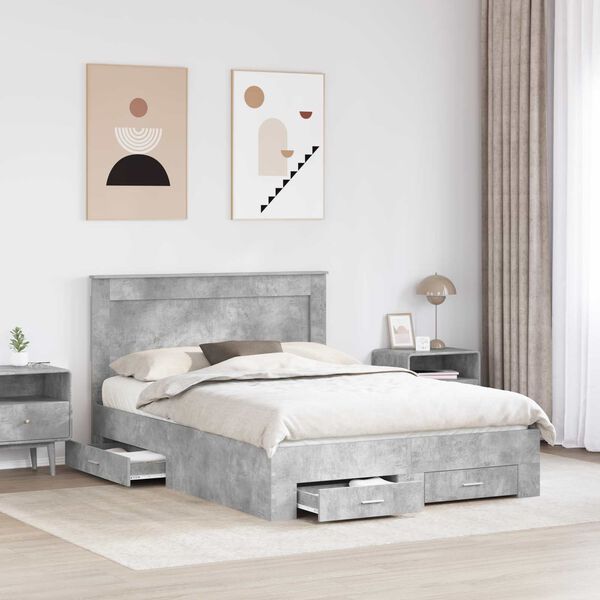 vidaXL Konstrukcija postelje s predalom z vzglavjem Konstruiran les