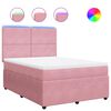 vidaXL Box spring postelja z vzmetnico roza 140x190 cm žamet