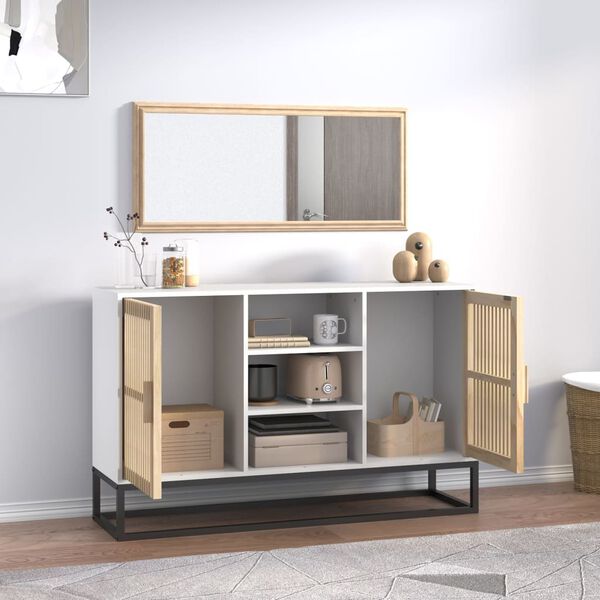 vidaXL Komoda bela 105x30x65 cm inženirski les