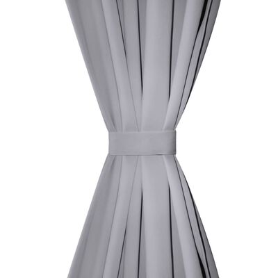 vidaXL Zatemnitvena zavesa s kovinskimi obročki 270x245 cm sive barve