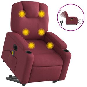 vidaXL Električni masažni naslanjač s funkcijo vstajanja vinsko rdeč