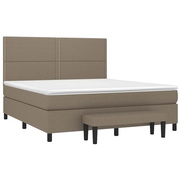 vidaXL Box spring postelja z vzmetnico taupe 180x200 cm blago