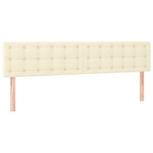 vidaXL Posteljno vzglavje krem 160x5x78/88 cm umetno usnje