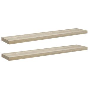 vidaXL Stenske police 2 kosa barva hrasta 120x23,5x3,8 cm MDF