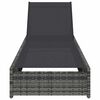 vidaXL Ležalnik z blazino 1-oseba Siva 60 x 200 x 27cm poli ratan