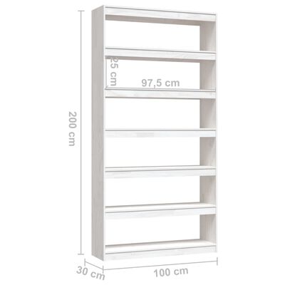 vidaXL Knjižna omara za razdelitev prostora bela 100x30x200 cm