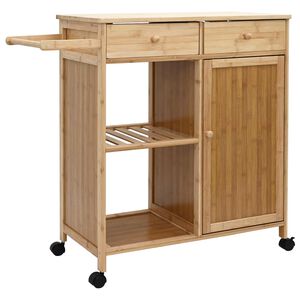 vidaXL Kuhinjski voziček s kole&scaron;čki Naravna 90,5 x 36 x 86,5 cm Bambus
