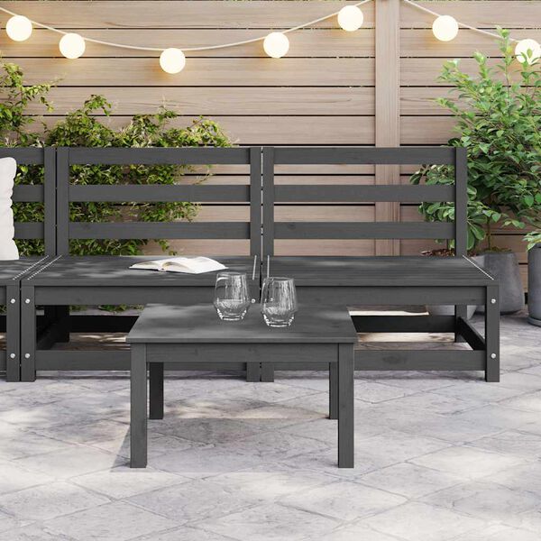 vidaXL Vrtni sredinski kavč 2 kosa siva trdna borovina