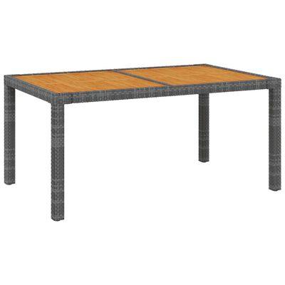 vidaXL Vrtna miza 150x90x75 cm poli ratan in akacijev les siva