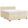vidaXL Box spring postelja z vzmetnico krem 200x200 cm blago
