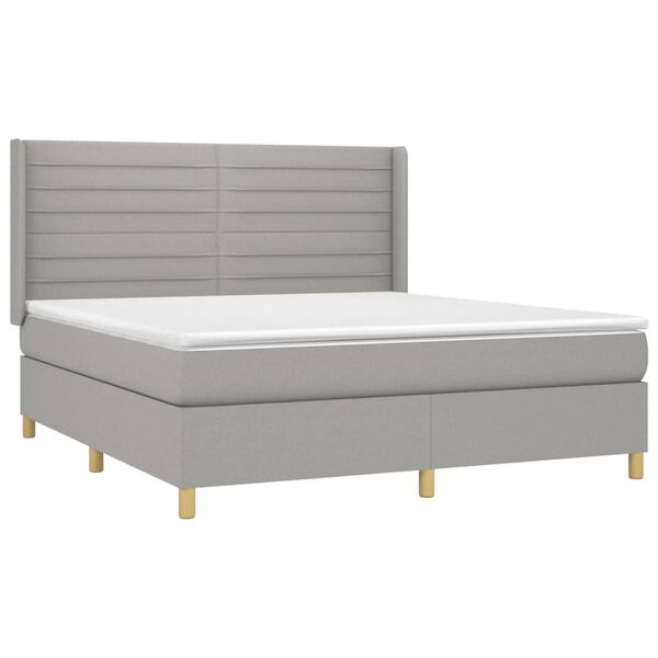 vidaXL Box spring postelja z vzmetnico svetlo siva 160x200 cm žamet