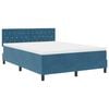 vidaXL LED Box Spring Postelja Temno modra 160 x 200 cm Žamet