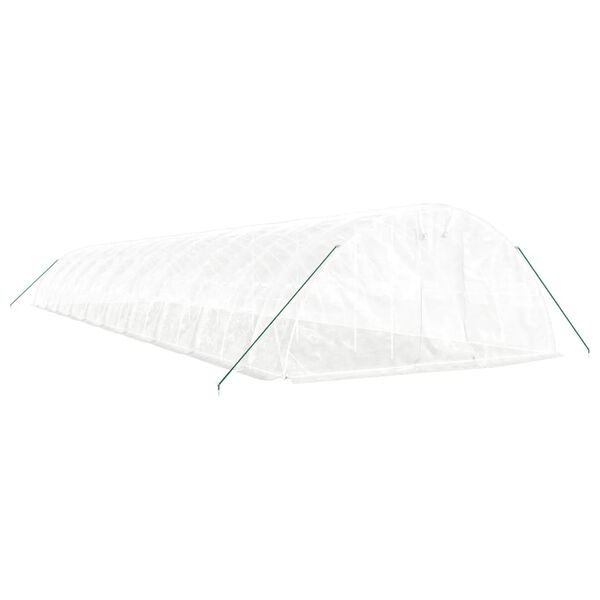 vidaXL Rastlinjak z jeklenim okvirjem bel 100 m&sup2; 20x5x2,3 m