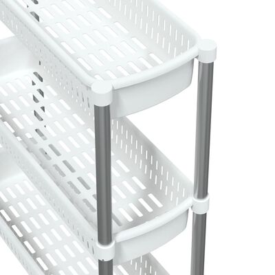 vidaXL 3-nadstropni voziček za shranjevanje srebrn in bel aluminij