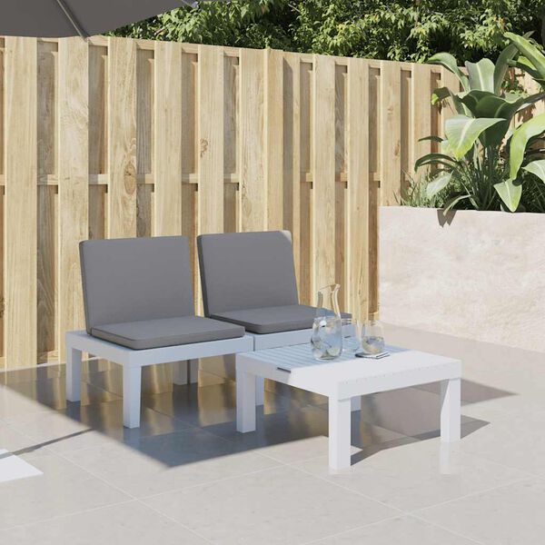 vidaXL Ležalnik z blazinami bel PP