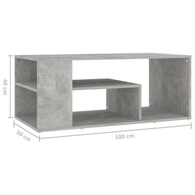 vidaXL Klubska mizica betonsko siva 100x50x40 cm iverna plošča