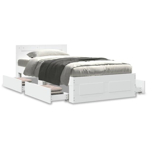 vidaXL Posteljni okvir z vzglavjem brez vzmetnice bel 90x200 cm