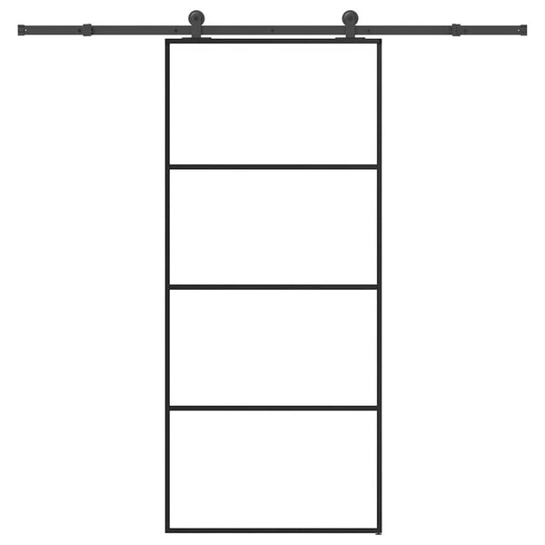 vidaXL Drsna vrata z opremo 90x205 cm ESG steklo in aluminij