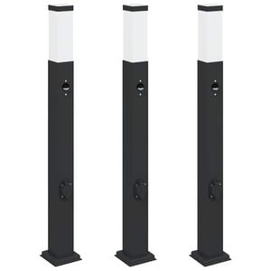 vidaXL Stebričke s senzorjem in vtičnico 3 kosi 80 cm črne barve IP44