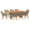 vidaXL Komplet za jedilnico v vrtu 9 pcs Bež in rjave barve poli ratan