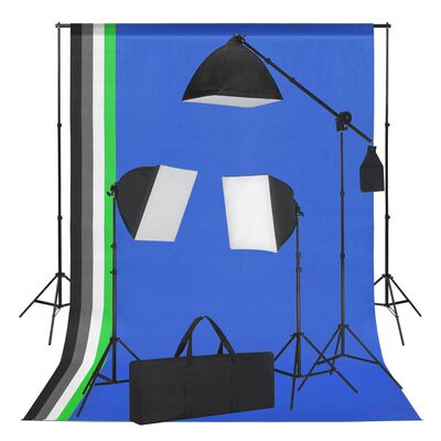 vidaXL Komplet za fotografski studio z mehčali, svetilkami in ozadji