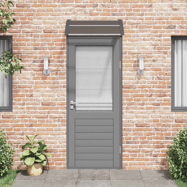 vidaXL Nadstre&scaron;ek za vrata črne barve 80 x 75 cm polikarbonat