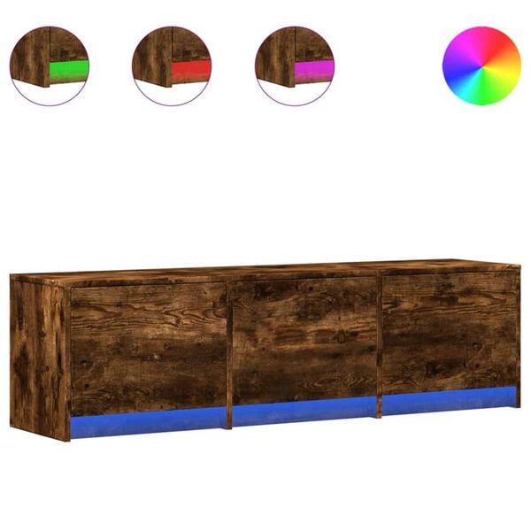 vidaXL TV omarica z LED Dimljeni oreh 140 x 34 x 40 cm Konstruiran les