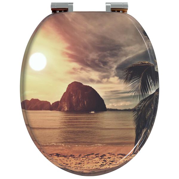 vidaXL Toaletni pokrov s tiho zaporo Oranžna 44 x 38 cm MDF plo&scaron;ča